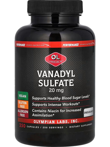 Olympian Labs, Vanadyl Sulfate, 20 mg, 250 Capsules