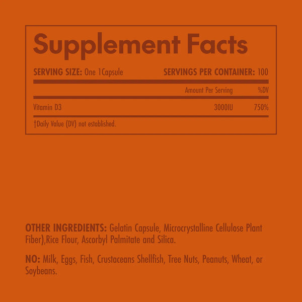 Olympian Labs, Vitamin D3, 3000 IU, 100 Capsules