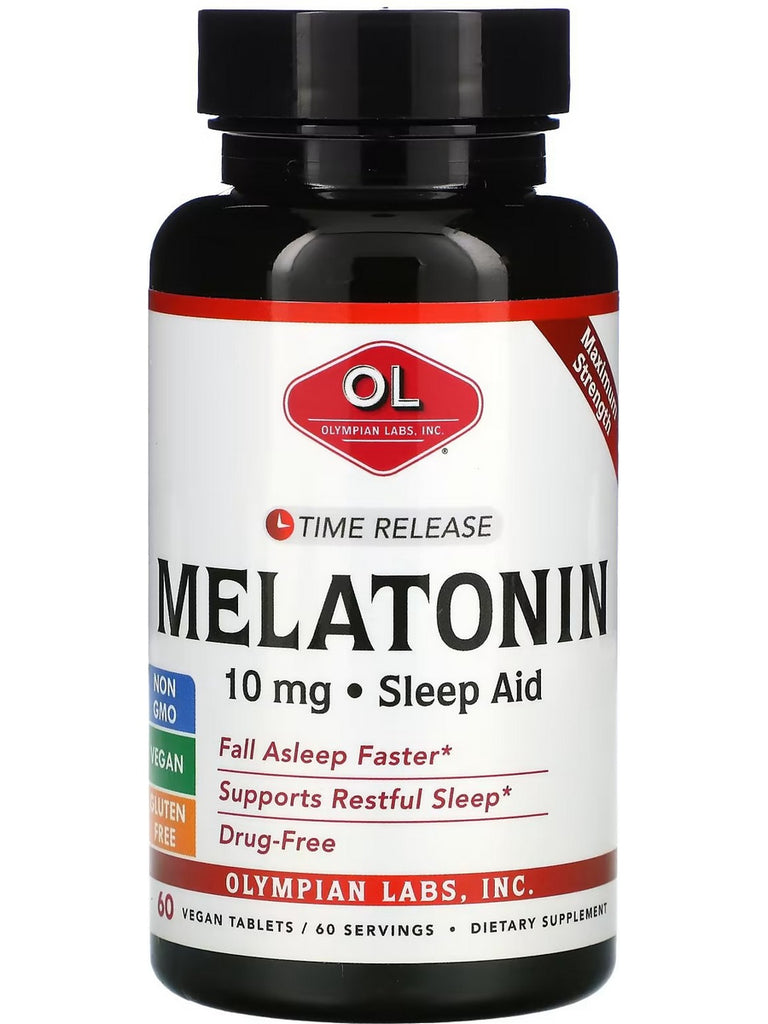 Olympian Labs, Melatonin Time Release, 10 mg, 60 Vegan Tablets