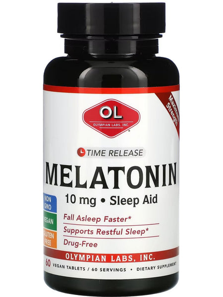 Olympian Labs, Melatonin Time Release, 10 mg, 60 Vegan Tablets