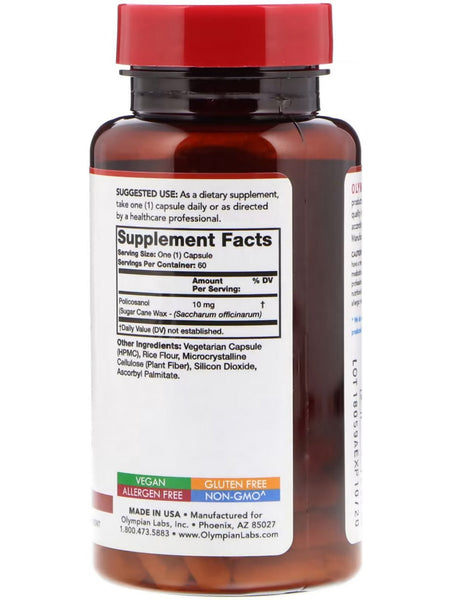 Olympian Labs, Policosinol, 10 mg, 60 Vegetarian Capsules