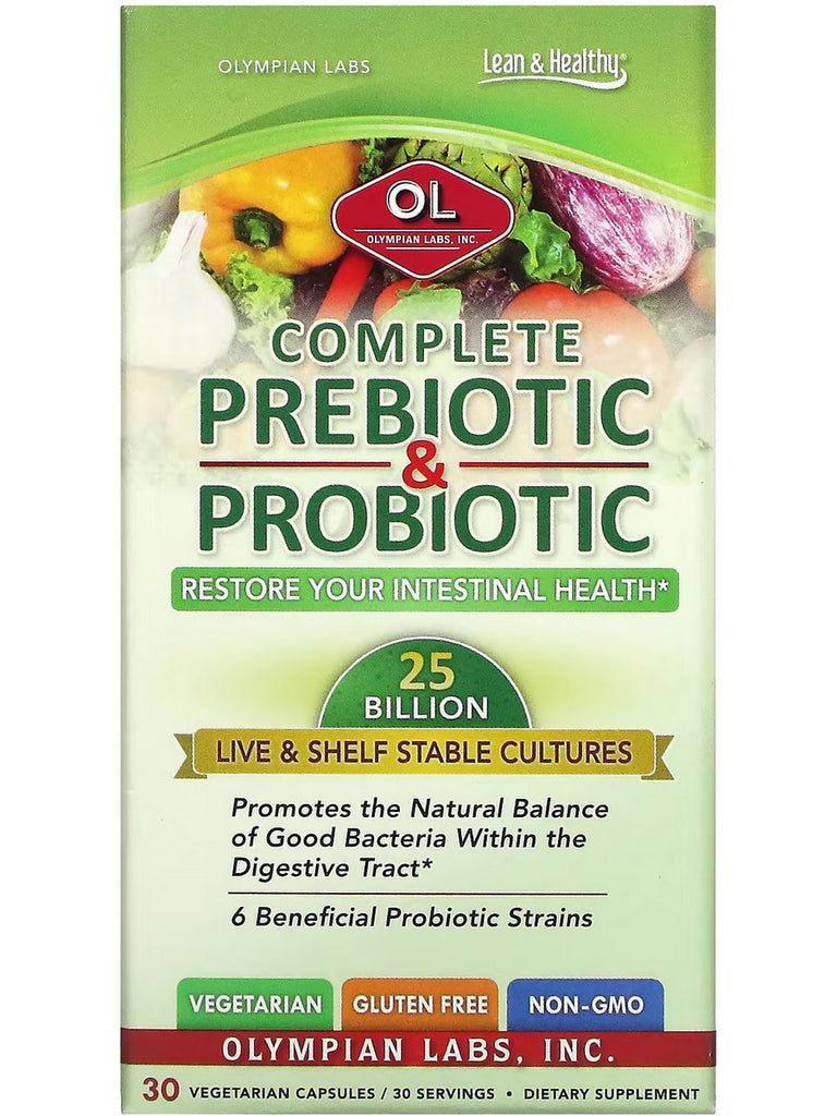 Olympian Labs, Complete PreBiotic & ProBiotic, 30 Vegetarian Capsules