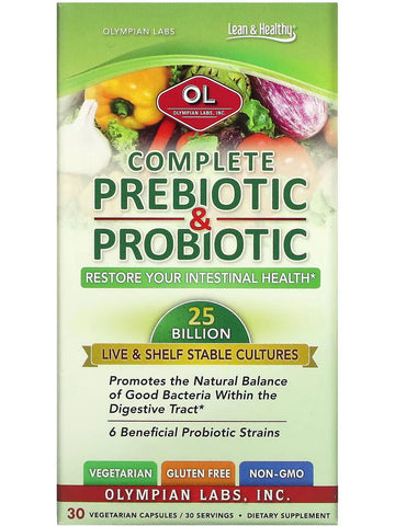 Olympian Labs, Complete PreBiotic & ProBiotic, 30 Vegetarian Capsules