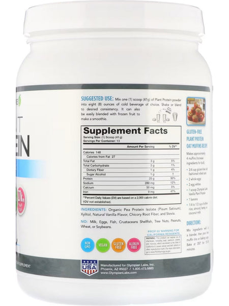 Olympian Labs, Lean and Pure, Plant Protein, Vanilla, 821 grams