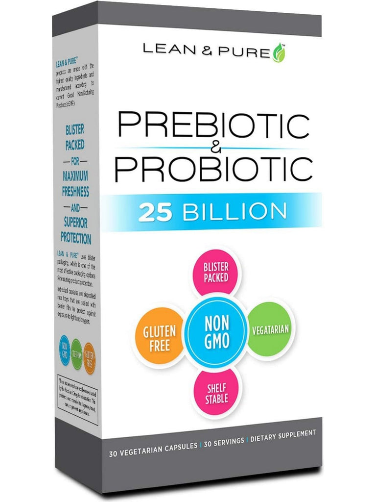 Olympian Labs, Lean and Pure, Prebiotic & Probiotic, 25 Billion, 30 Vegetarian Capsules