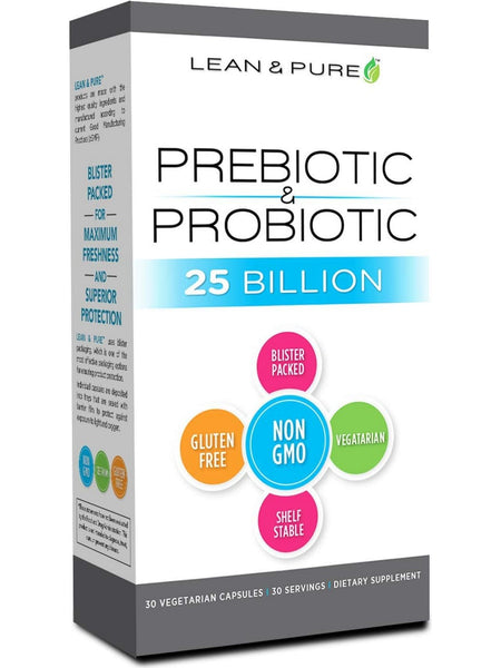 Olympian Labs, Lean and Pure, Prebiotic & Probiotic, 25 Billion, 30 Vegetarian Capsules