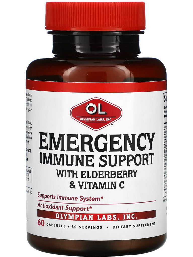 Olympian Labs, Emergency Immune Support with Elderberry & Vitamin C, 60 Capsules