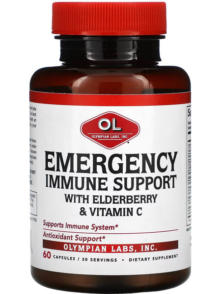 Olympian Labs, Emergency Immune Support with Elderberry & Vitamin C, 60 Capsules