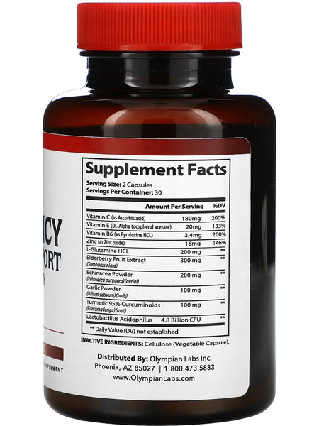 Olympian Labs, Emergency Immune Support with Elderberry & Vitamin C, 60 Capsules