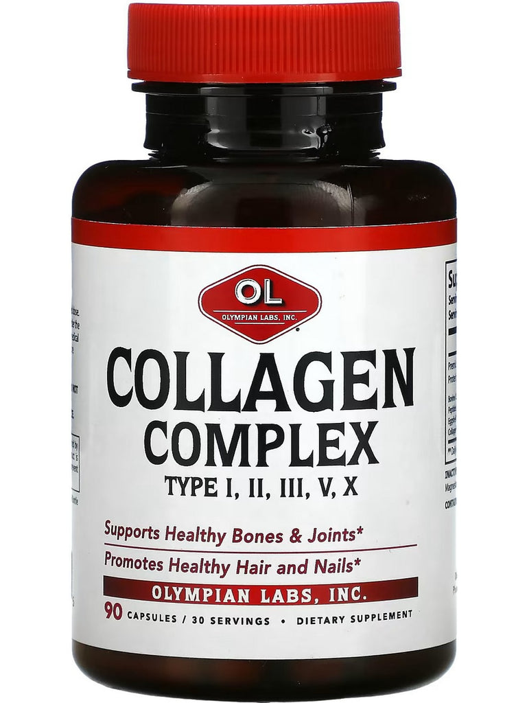 Olympian Labs, Collagen Complex Type I II III V X, 90 Capsules