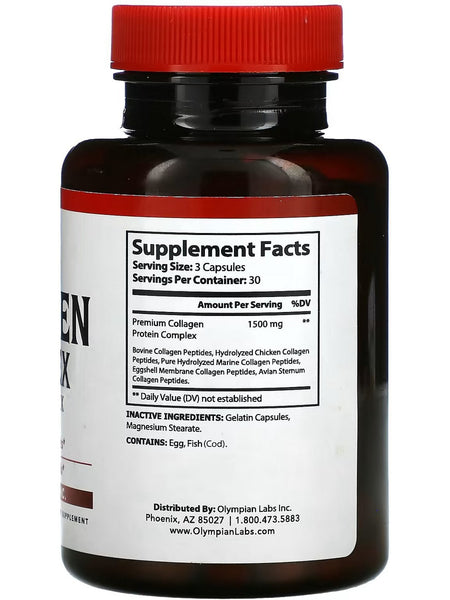 Olympian Labs, Collagen Complex Type I II III V X, 90 Capsules