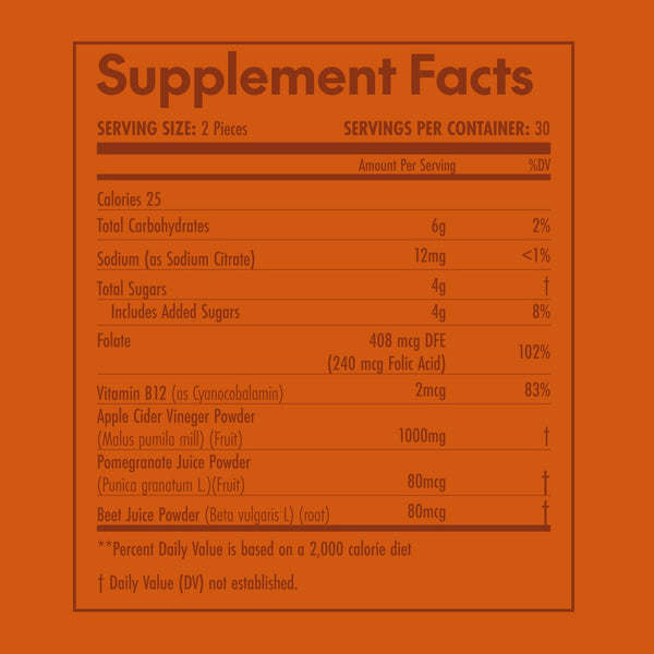 Olympian Labs, Apple Cider Vinegar Gummies with B-12 and Folate, 60 Gummies
