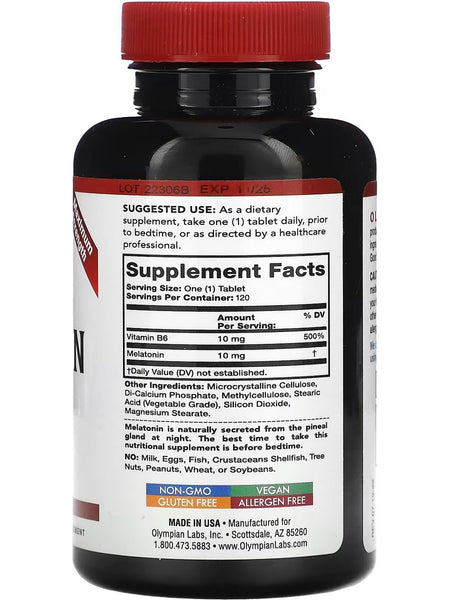 Olympian Labs, Melatonin Time Release 10 mg, 120 Tablets