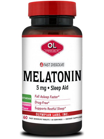 Olympian Labs, Melatonin, 5mg Fast Dissolve, Strawberry, 60 Fast Dissolve Tablets