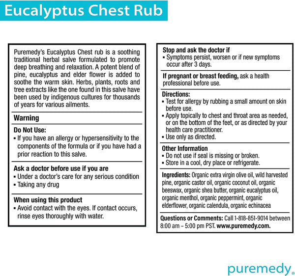 Puremedy, Eucalyptus Chest Rub, 2 oz