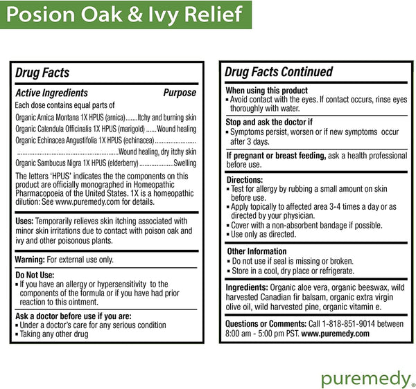 Puremedy, Poison Oak and Ivy Relief, 1 oz