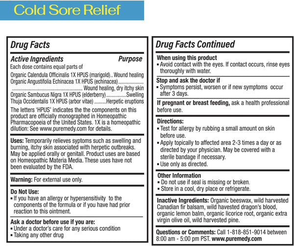 Puremedy, Cold Sore Relief, 1 oz