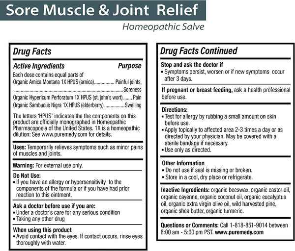 Puremedy, Sore Muscle and Joint Salve, 2 oz