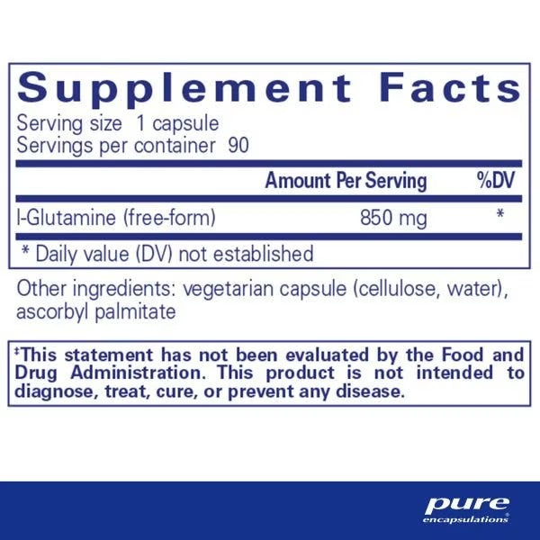 Pure Encapsulations, L-Glutamine, 850 mg, 90 Capsules