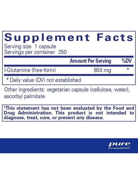 Pure Encapsulations, L-Glutamine 850 mg, 250 capsules