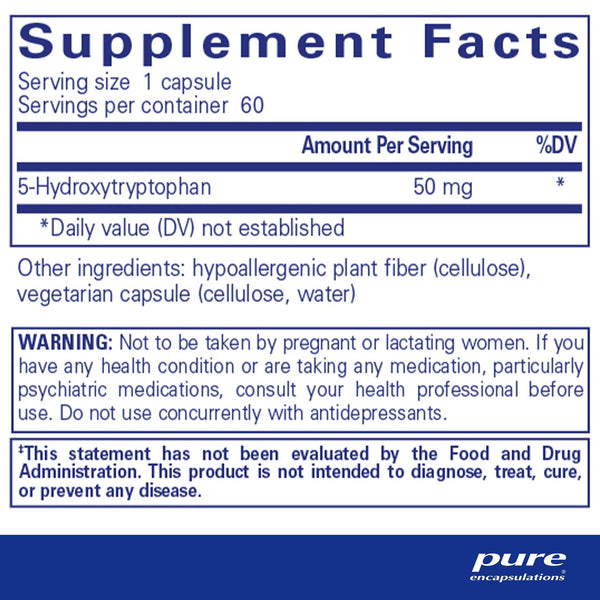 Pure Encapsulations, 5-HTP (5-Hydroxytryptophan), 50 mg, 60 Capsules