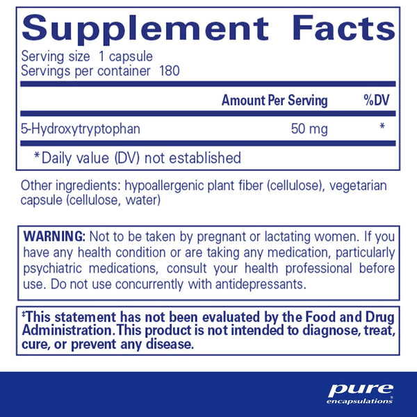 Pure Encapsulations, 5-HTP (5-Hydroxytryptophan), 50 mg, 180 Capsules