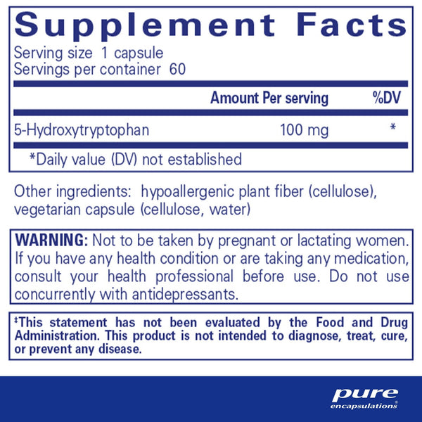 Pure Encapsulations, 5-HTP (5-Hydroxytryptophan), 100 mg, 60 Capsules