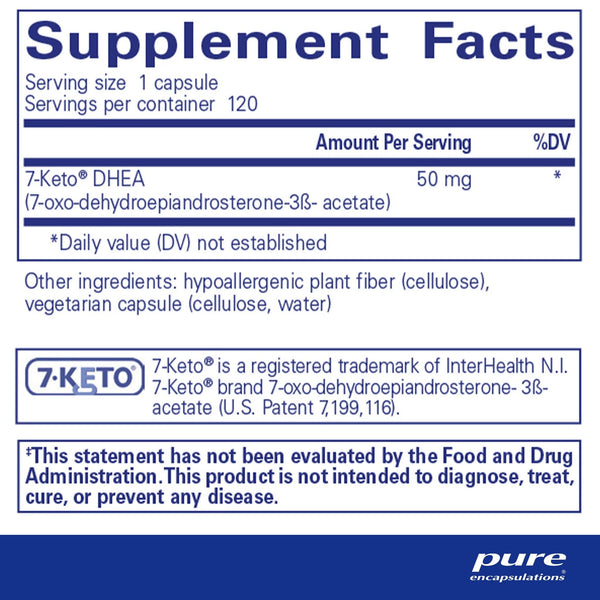 Pure Encapsulations, 7 Keto DHEA, 50 mg, 120 Capsules