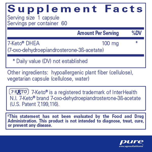 Pure Encapsulations, 7-Keto DHEA, 100 mg, 60 Capsules