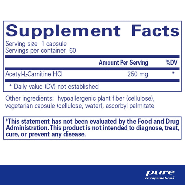 Pure Encapsulations, Acetyl L-Carnitine, 250 mg, 60 Capsules