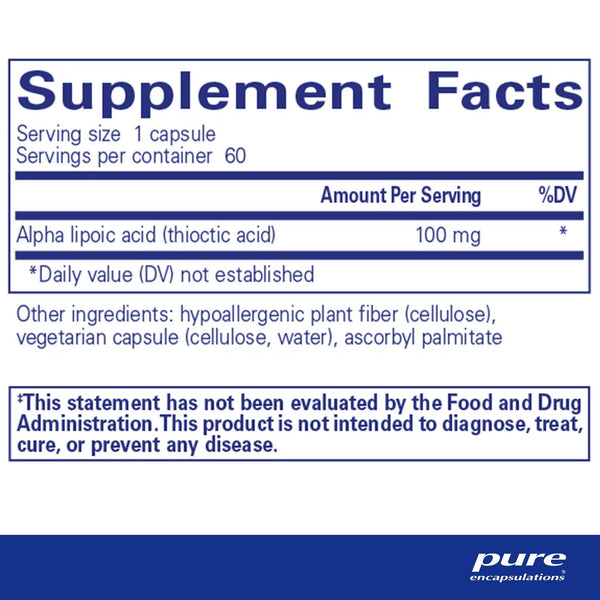 Pure Encapsulations, Alpha Lipoic Acid, 100 mg, 60 Capsules