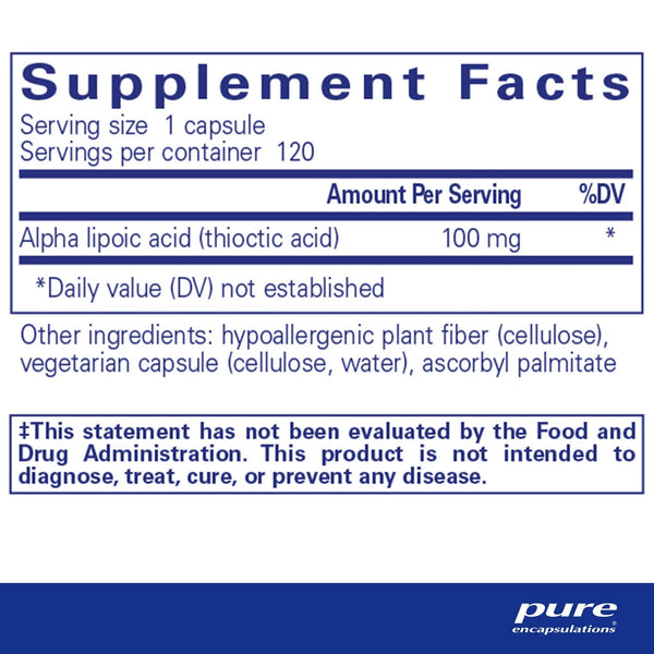 Pure Encapsulations, Alpha Lipoic Acid, 100 mg, 120 Capsules