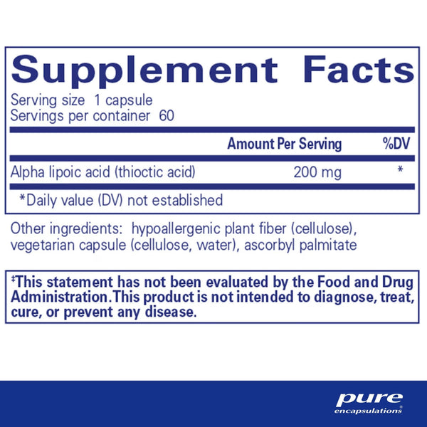 Pure Encapsulations, Alpha Lipoic Acid, 200 mg, 60 Capsules