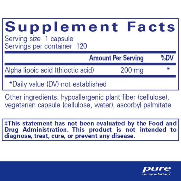 Pure Encapsulations, Alpha Lipoic Acid, 200 mg, 120 Capsules