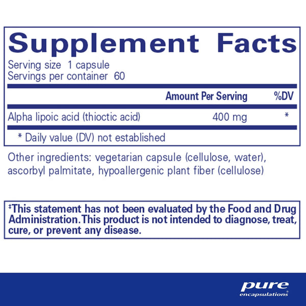 Pure Encapsulations, Alpha Lipoic Acid, 400 mg, 60 Capsules