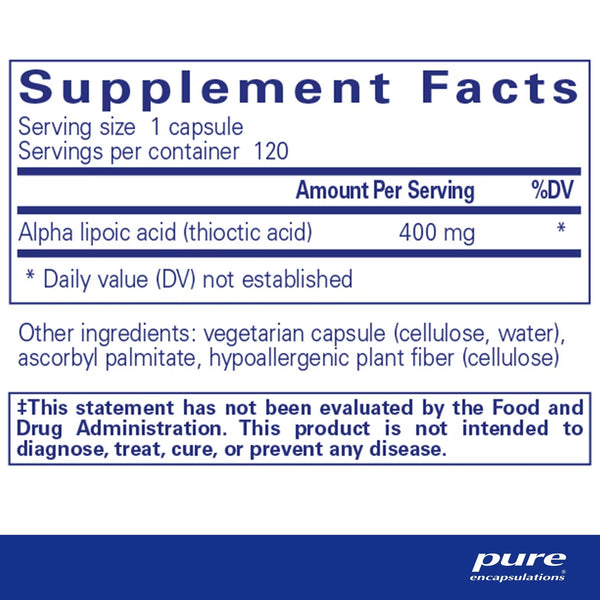 Pure Encapsulations, Alpha Lipoic Acid, 400 mg, 120 Capsules