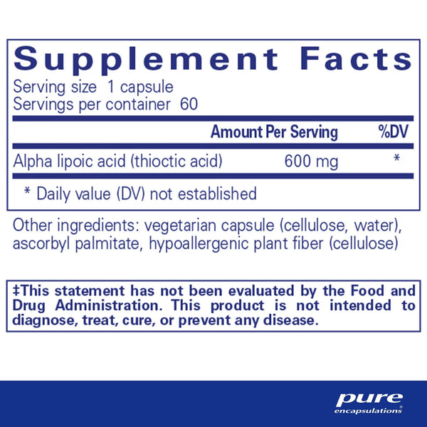 Pure Encapsulations, Alpha Lipoic Acid, 600 mg, 60 Capsules