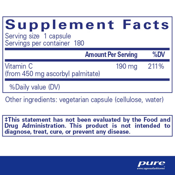 Pure Encapsulations, Ascorbyl Palmitate, 180 Capsules