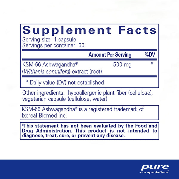 Pure Encapsulations, Ashwagandha, 60 Capsules
