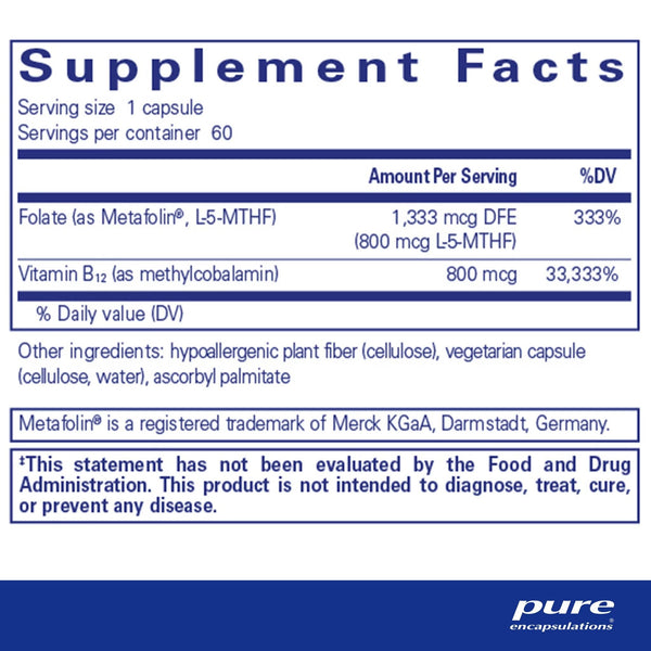Pure Encapsulations, B12 Folate, 60 Capsules