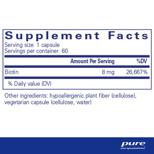 Pure Encapsulations, Biotin, 8 mg, 60 Capsules
