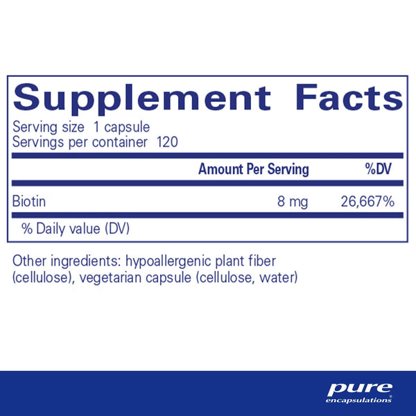 Pure Encapsulations, Biotin, 8 mg, 120 Capsules