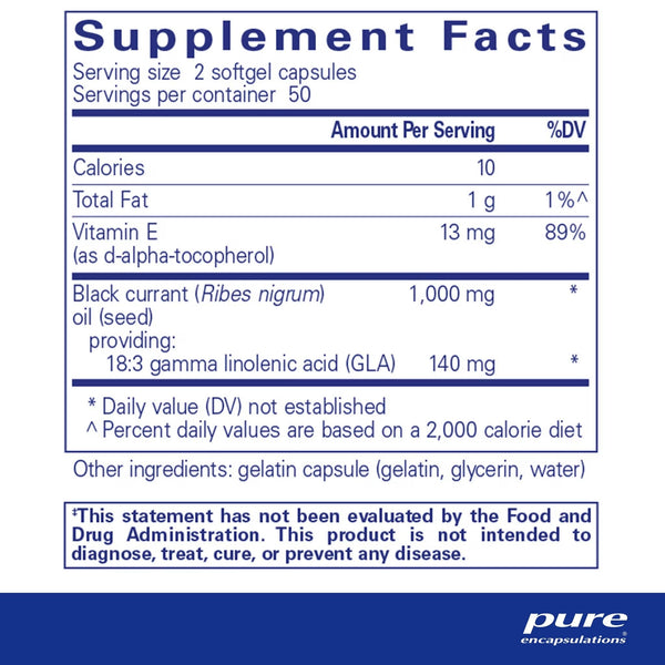 Pure Encapsulations, Black Currant Seed Oil, 100 Softgel Capsules