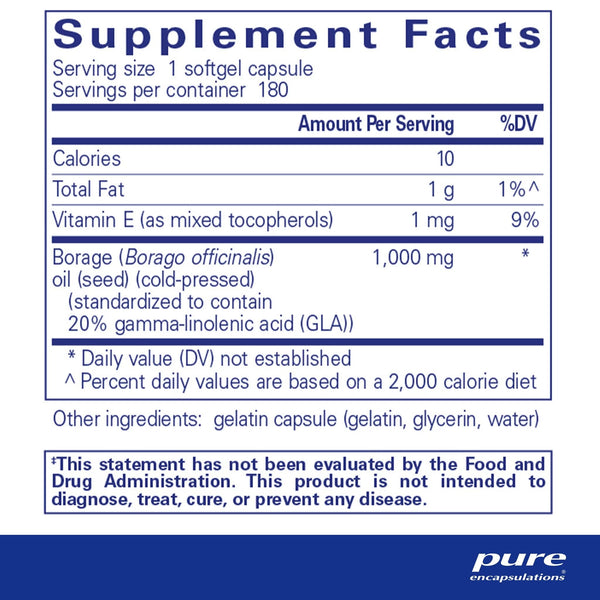 Pure Encapsulations, Borage Oil, 180 Softgel Capsules