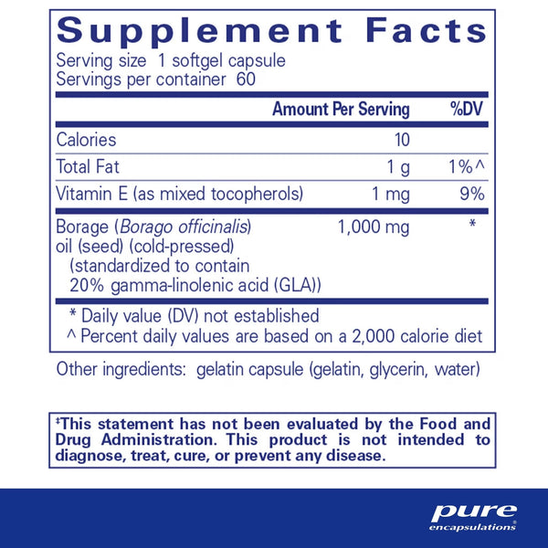 Pure Encapsulations, Borage Oil, 60 Softgel Capsules
