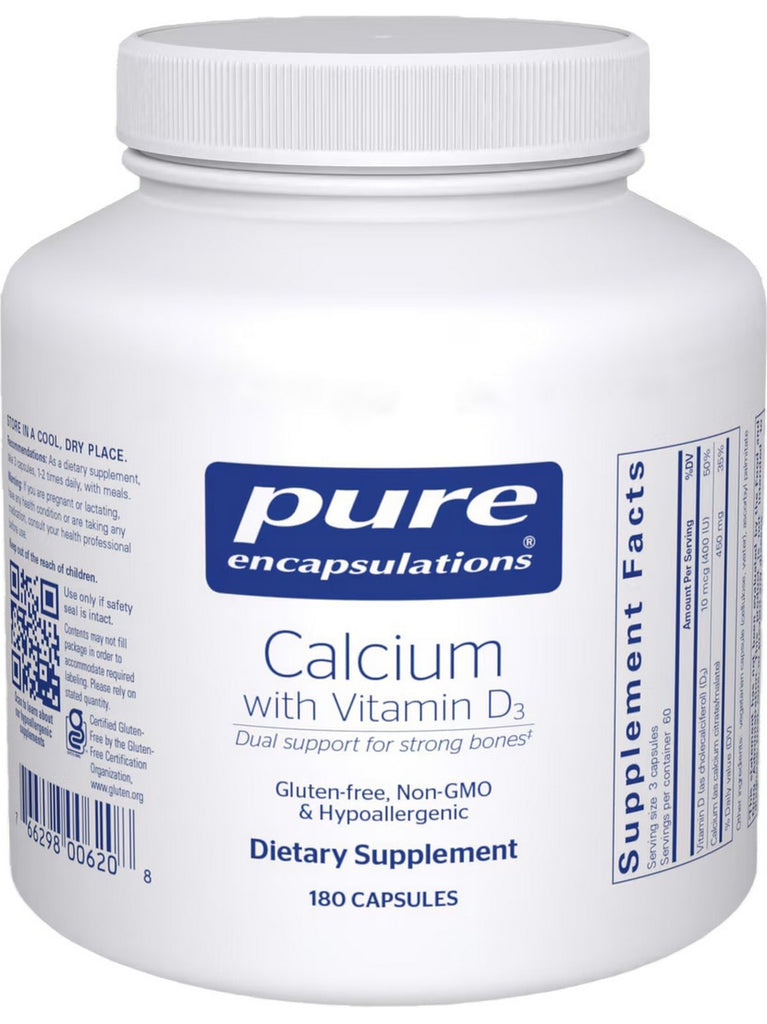 Pure Encapsulations, Calcium with Vitamin D3, 180 vcaps
