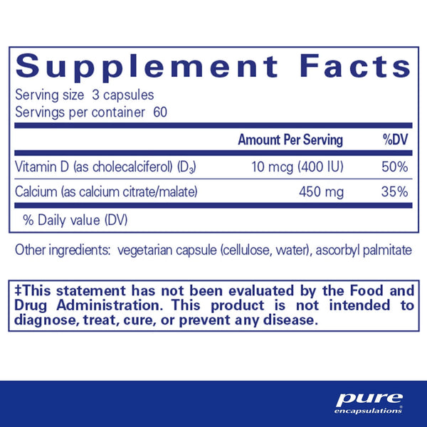 Pure Encapsulations, Calcium with Vitamin D3, 180 Capsules