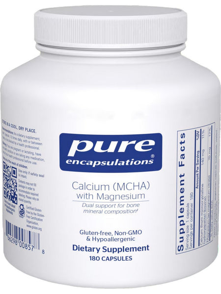 Pure Encapsulations, Calcium (MCHA) with Magnesium, 180 vcaps