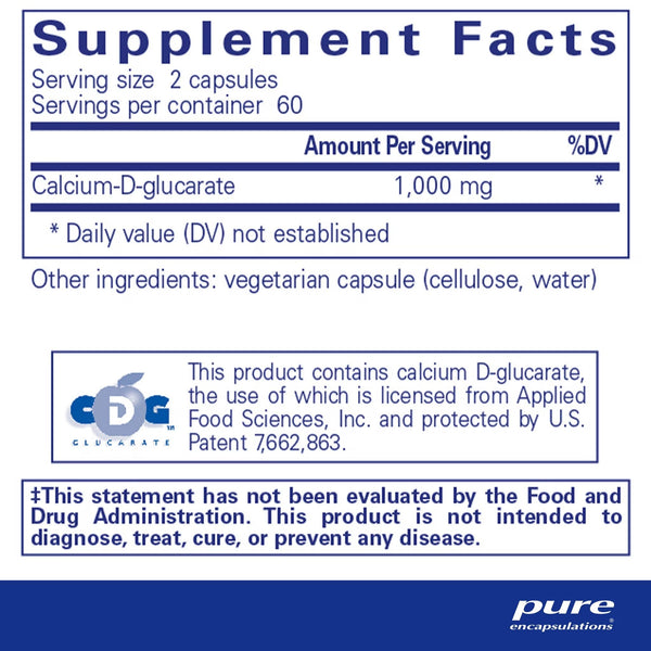 Pure Encapsulations, Calcium-D-Glucarate, 120 Capsules