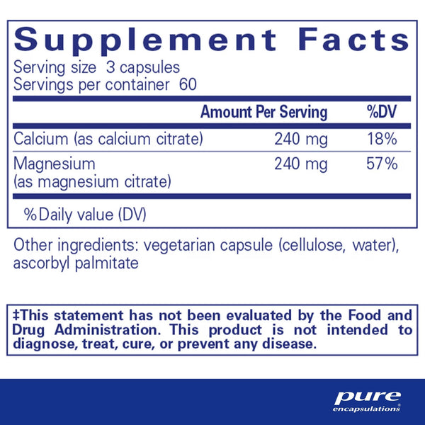 Pure Encapsulations, Calcium Magnesium (Citrate), 180 Capsules